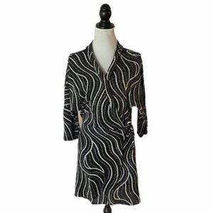 Zara Shimmery Black Wrap Dress Size Small